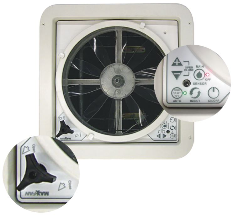Maxxair Maxxfan PLUS Roof Vent Fan With Remote Control Smoke 350mm