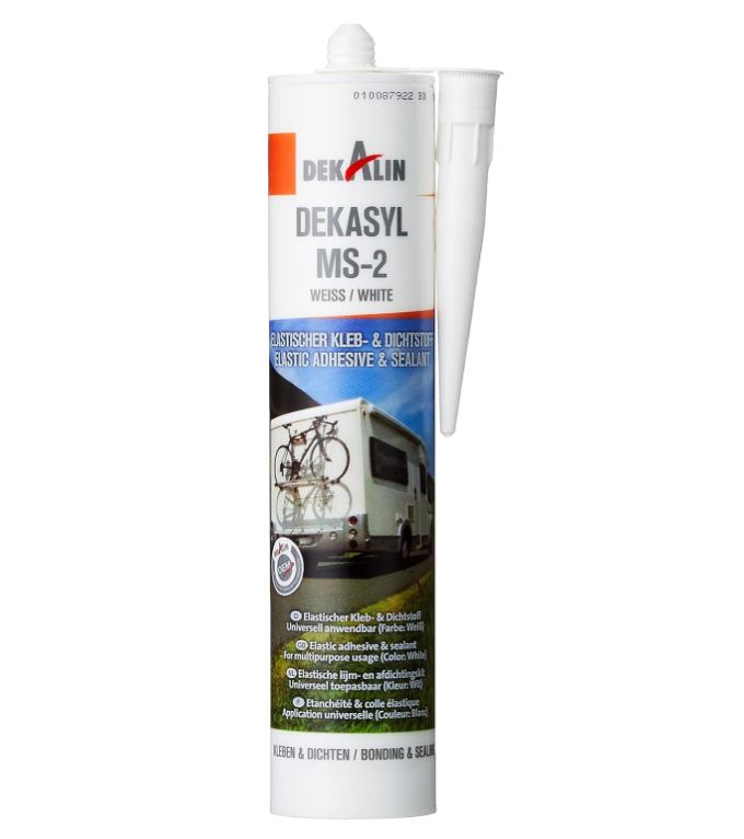 Kit Adhésif Puissant Dekalin Dekasyl MS-5 Noir 290ml - Pour Fixation Solaire, Camping-cars - Élastique -40°C à +120°C