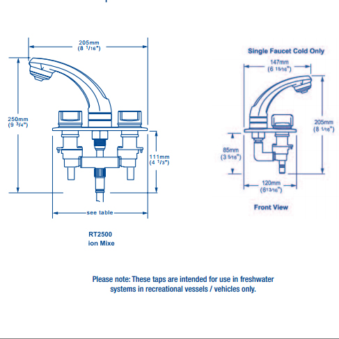 Whale Elegance RT2500 Shower Mixer Tap / Caravan & Motorhome Taps