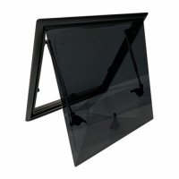 Campervan Hinged Window Black With Blind And Flyscreen 900 x 450mm